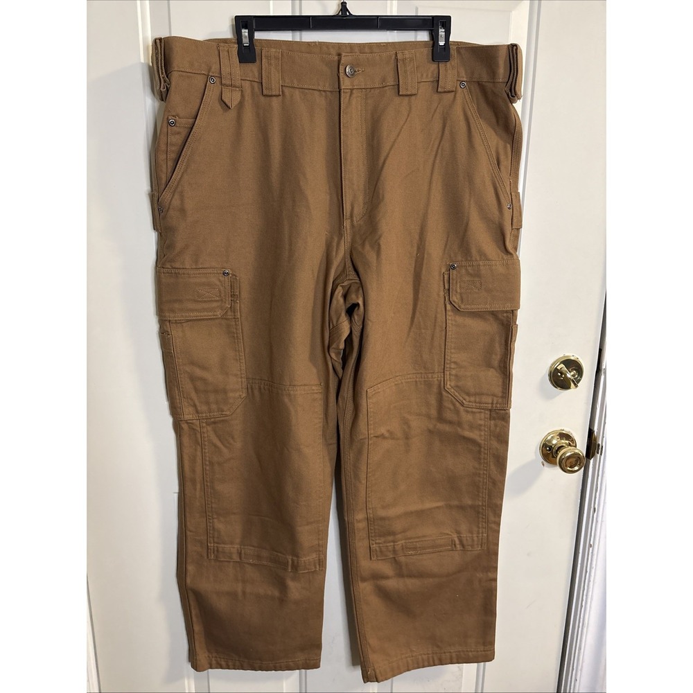 Duluth Trading Pants Mens 42x30 Dark Khaki Brown Workwear Reinforced Knee Cargo